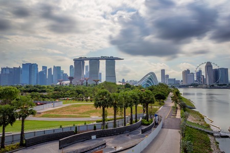 SINGAPORE Aug 28 2017 : Singapore business buildings area at day. Singapore is a world famous tourist city with highly developed economic infrastructureのeditorial素材