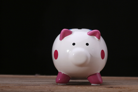 Piggy bank isolated on color background,の写真素材