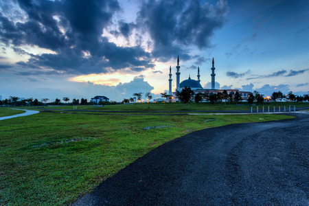 Johor Bahru, Malaysia - October 10 2017 : Mosque of Sultan Iskandar view during blue hour, Mosque Of Sultan Iskandar located at Bandar Dato Onn.のeditorial素材