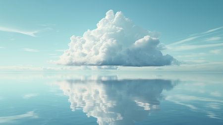 Beautiful seascape with clouds reflected in water. 3D renderの素材