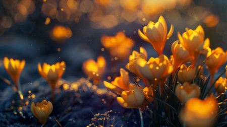 Beautiful crocus flowers blooming in the spring. Early spring.の素材