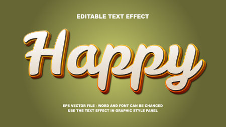 Editable Text Effect Happy 3D Vector Templateのイラスト素材