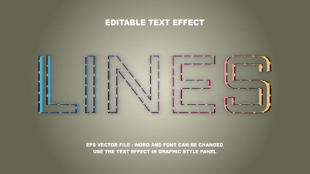 Editable Text Effect Lines 3D Vector Templateのイラスト素材