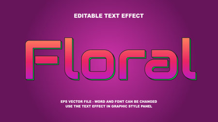 Editable Text Effect Floral 3D Vector Templateのイラスト素材