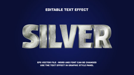 Editable Text Effect Silver 3D Vector Templateのイラスト素材