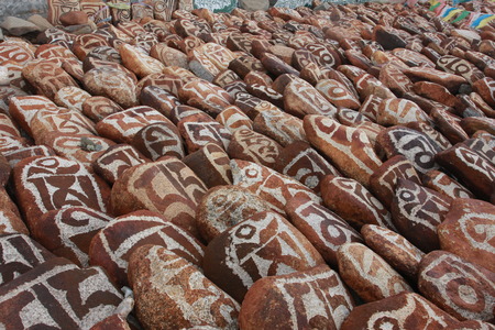 Tibetan carved stoneの写真素材