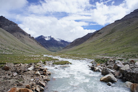 Flowing mountain rivers, Taken in Chinese Tibetの写真素材