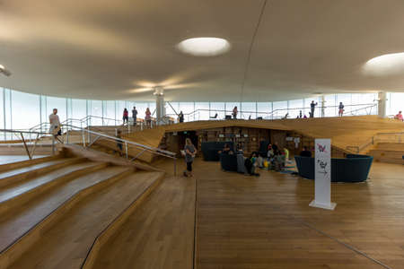Helsinki, Finland - September 02, 2019: Helsinki City Library Oodi, a place for creativity.のeditorial素材