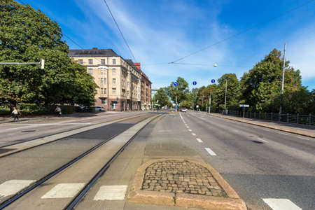Helsinki, Finland - September 02, 2019: city streets on a day off without a transport port and people.のeditorial素材
