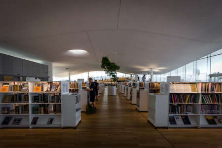 Helsinki, Finland - September 02, 2019: Helsinki City Library Oodi, bookshelvesのeditorial素材