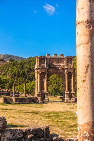 Port of the romans antiquities In Algeria (Djemila)の写真素材