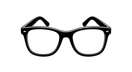 Black glasses isolated on a white background. View from the top.の素材