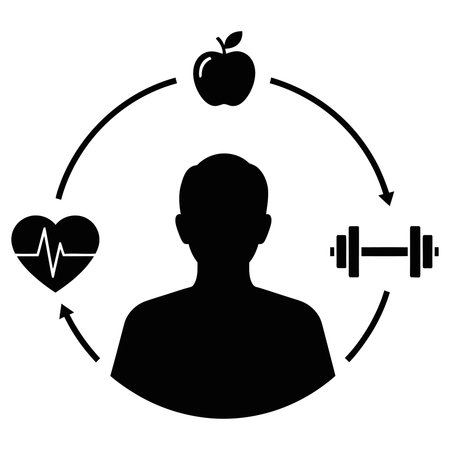 a graphic showing the cycle of health, fitness, diet, exercise, and wellbeing of a personのイラスト素材
