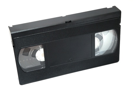 Black video cassette isolated on the white background.の写真素材