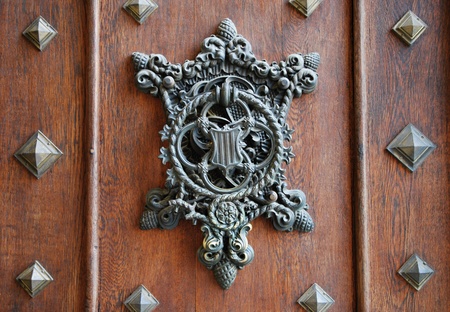 Medieval door in old castle named Hluboka nad Vlatavou - Czech Republic.の写真素材