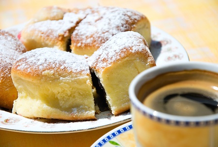 Bake stuffed cake and coffee.の写真素材