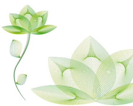 Illustration of green abstract flower on the white background.のイラスト素材