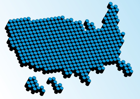 Vector illustration of 3d USA map painted from a lot of small dots.のイラスト素材