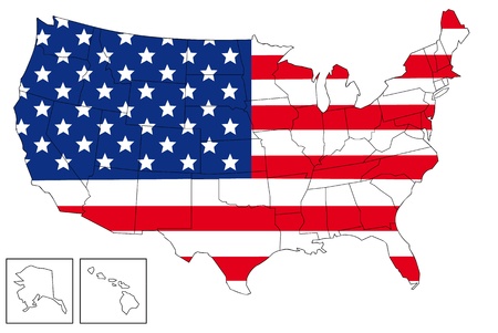 Map of USA with USA flag as background.のイラスト素材