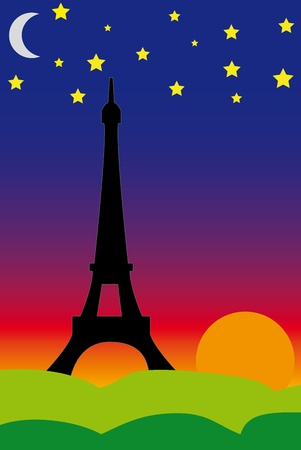 Eiffel tower at beautiful sunset.のイラスト素材