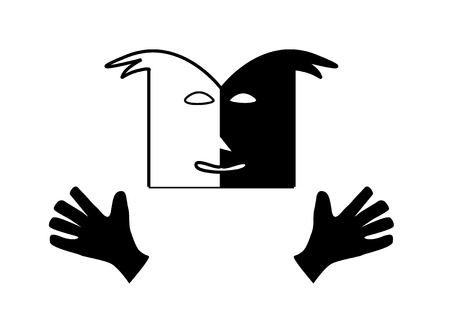 Black and white symbol of faces-theatre.のイラスト素材