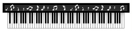 Vector illustration of black piano with notes.のイラスト素材