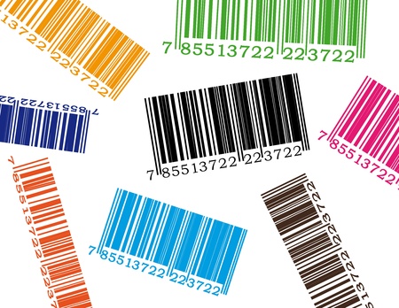 Detail illustration of barcode in many colors.のイラスト素材