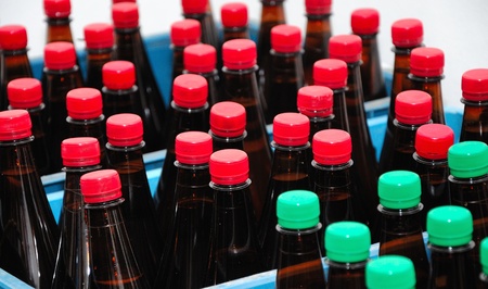 View to the full beer plastic bottles.