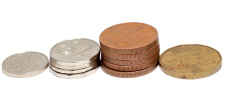 Macro shot of czech coins isolated on a white background の写真素材