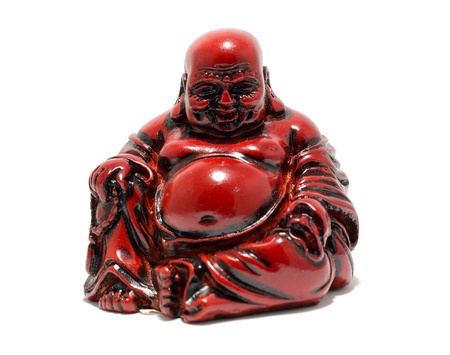 Chinese buddha and God of happiness isolated on a white background の写真素材
