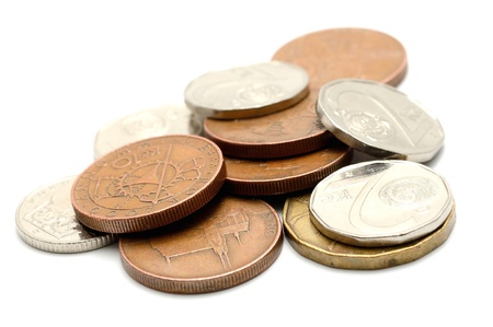 Macro shot of czech coins isolated on a white background の写真素材