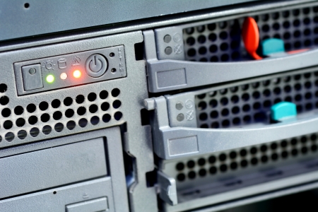 Macro shot of a data server with color diodes の写真素材