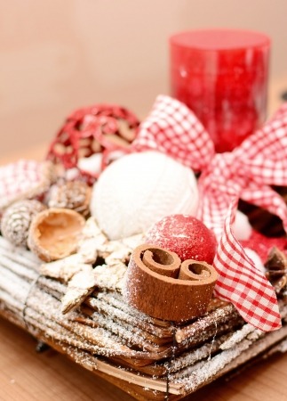 Interior Christmas home decoration on the table の写真素材