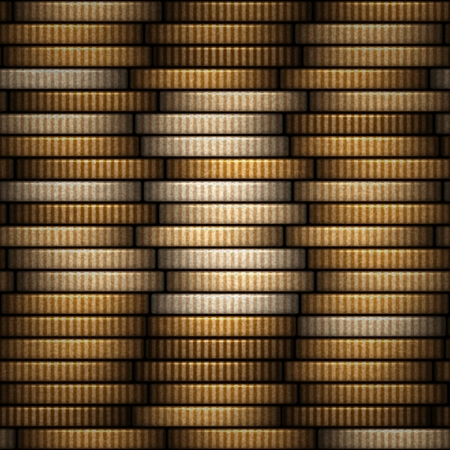 Three deep stack of the gold coins.の写真素材