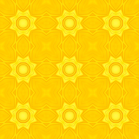 Yellow kaleidoscope floral abstract seamless background illustration.の写真素材