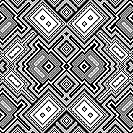 Seamless geometric retro black and white background made from simple squares.の写真素材