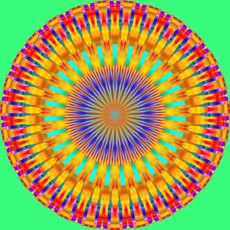 Colorful mandala circle on a green background.の写真素材
