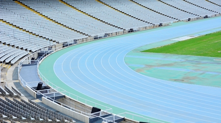 Stadium with running track and seats.のeditorial素材