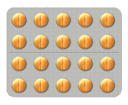 Illustration of a pink antibiotic pills in a bubbly blister pack isolated on a white background.のイラスト素材