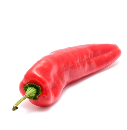 Closeup of red pepper on white background.の写真素材