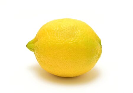 Fresh one whole lemon on white background.の写真素材