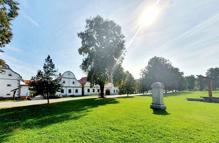 HOLASOVICE, CZECH REPUBLIC - OCTOBER 02, 2020: Typical houses architecture of Holasovice village in South Bohemia. Holasovice was designated as an UNESCO World Heritage Site in 1998.のeditorial素材