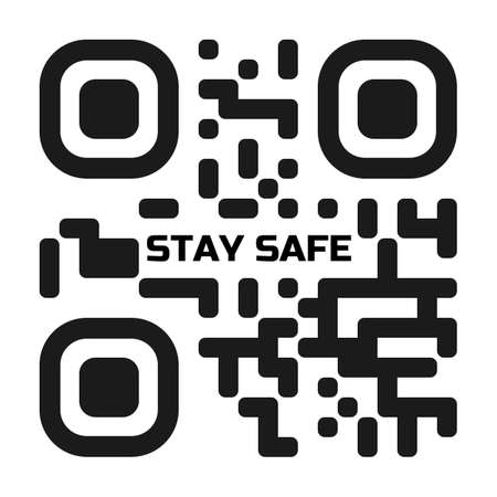 Black QR code with Stay Safe sign, vector illustration.のイラスト素材