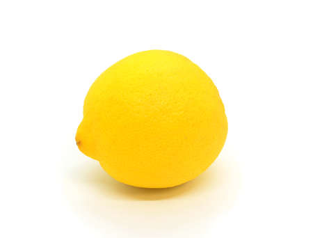 A whole one fresh ripe lemon on white background.の写真素材