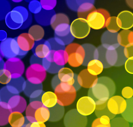 Full frame background with vibrant colorful bokeh circles. Abstract illustration.の写真素材