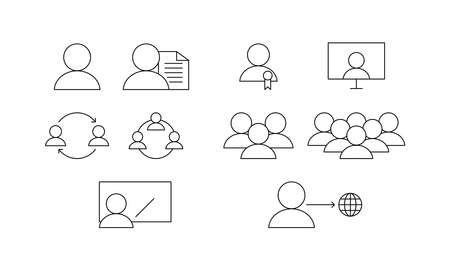 People icon set outline styleのイラスト素材