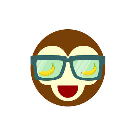 monkey like banana with glasses character vector designのイラスト素材