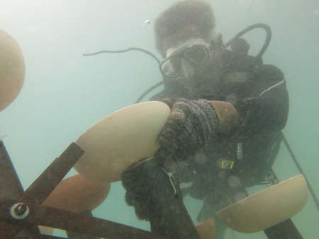 Terengganu, Malaysia- Jun 20 2020: The installment of artificial reef at coral reef area in Redang...