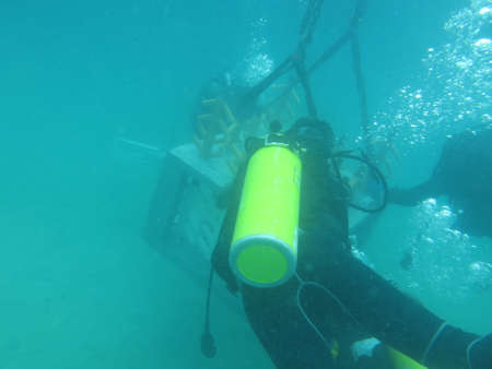 Terengganu, Malaysia- Jun 20 2020: The installment of artificial reef at coral reef area in Redang...
