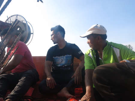 Malaysia, 10 February 2019 - A group of people sitting on a boat toward the oceanのeditorial素材